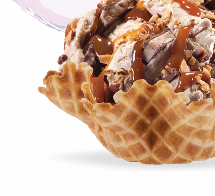 Ice cream stone in a waffle bowl