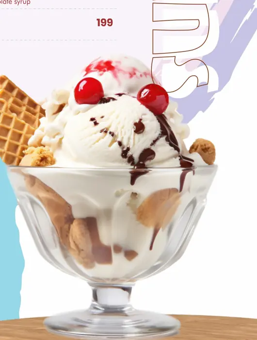 Cherry sundae with wafers