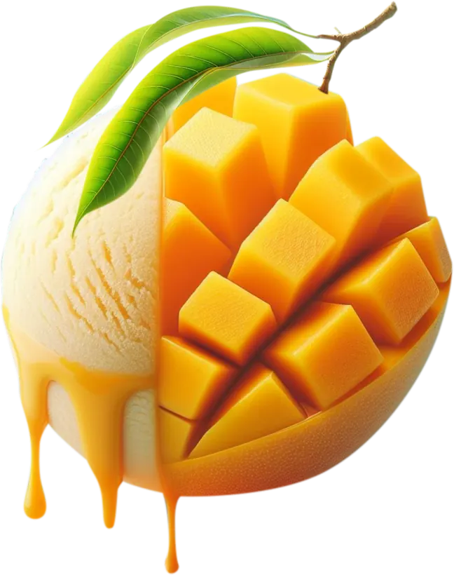 Alphonso mango scoop with fresh mango cubes